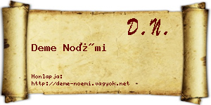 Deme Noémi névjegykártya